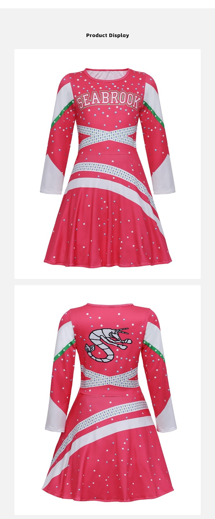 Kids Zombies Cheerleader Cosplay Dress For Halloween