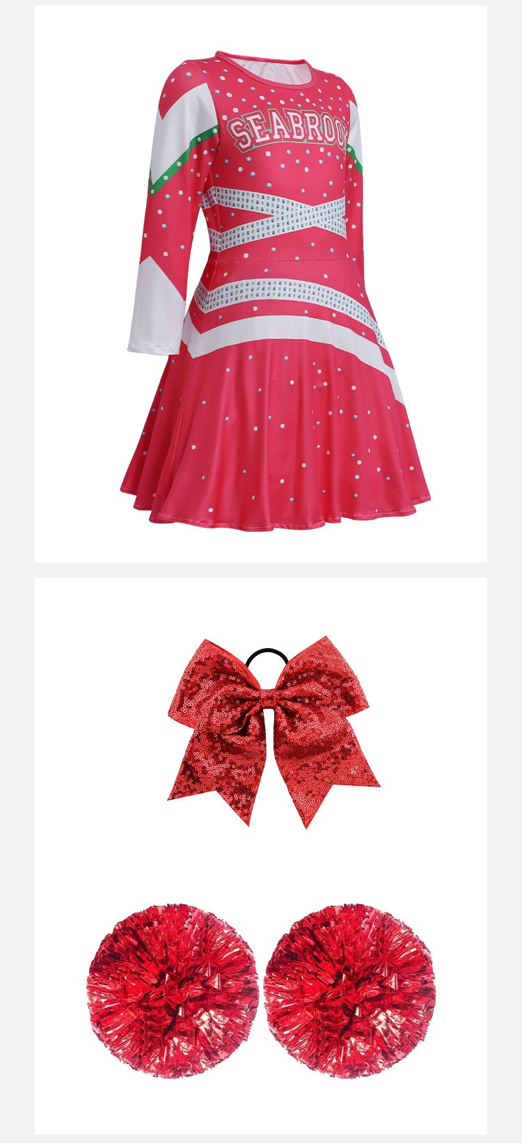 Kids Zombies Cheerleader Cosplay Dress For Halloween