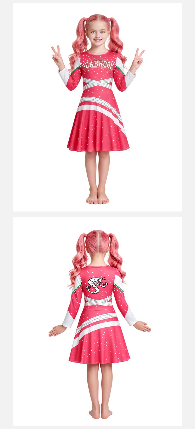 Kids Zombies Cheerleader Cosplay Dress For Halloween